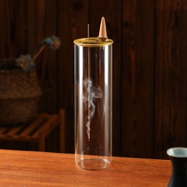 Ceremony Incense Holder, 2 in 1 Incense Burner for Sticks, Ash-Proof Glass Incense Burner for Meditation Yoga Spa Room Decor Ceremonial Incense Incense Incense Scent Holder, 2 in 1