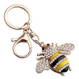 Generic Brands Cute Crystal Yellow Bee Charm Keychain Honeybee Bumble Bee Charm with Lobster Clasp Jewelry Handbag Key Ring Chain Keychain (bee)