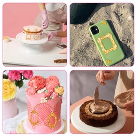 DADERXY 6PCS Frame Silicone Mold for Chocolate, Baroque Style Pink Picture Frame Molds