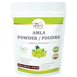 Spierb Amla Powder (250g / 8.8oz / 0.55lb) – Pure Emblica Officinalis Powder – Natural Herbal Hair Conditioner for Hair & Scalp Care – Resealable Pack