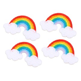 EXCEART Pack of 4 Fabric Stickers in Rainbow Colours, Used Clothing, Children's Stickers, Vintage Backpack Patch with Rainbow Appliqué Sticker for Children, Polyester Issue Card Bags