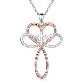 SILBAZ Celtic Knot Cross Necklace Infinity Heart Cross Pendant Necklace Celtic Knot Cross Jewelry Gift for Women Mom Mother Friends Sister