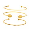 COLLBATH Gold Bracelet for Women 3pcs Multi-layer Leaf Opening Bangle