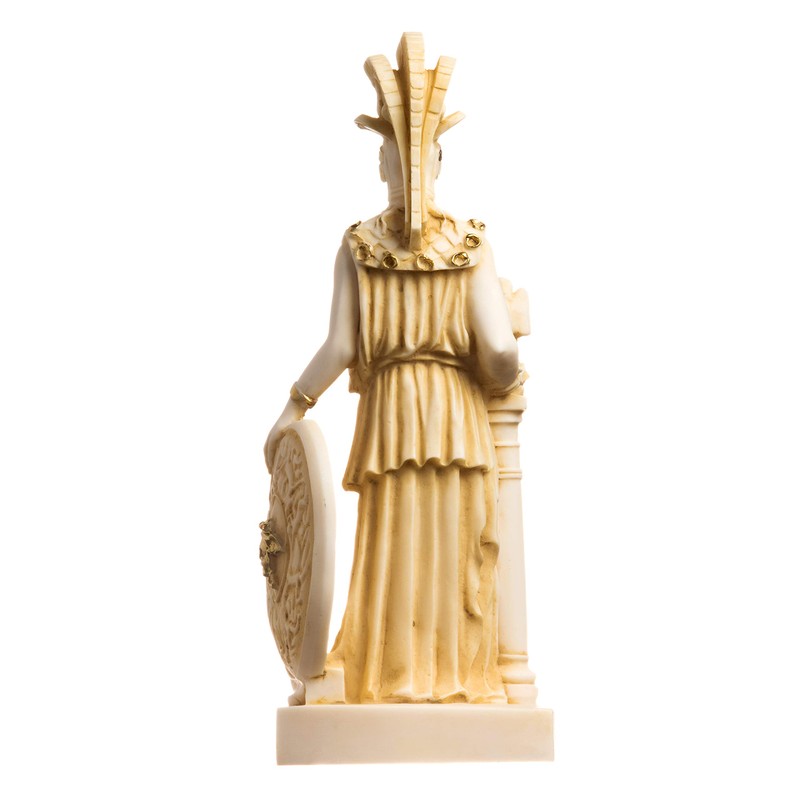 Athena Parthenos Varvakeion Holding Medusa Shield Greek Goddess Alabaster Statue
