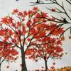 WAZAIGUR Fall Placemats, Maple Trees Fallen Leaves and Birds, Heat-Insulated