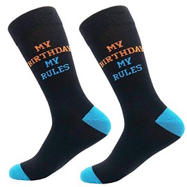 Mens Birthday Gift Socks, KoolHour Crazy Cool Novelty Original Fashion Pattern Tube Long Casual Crew Dress Socks,Black