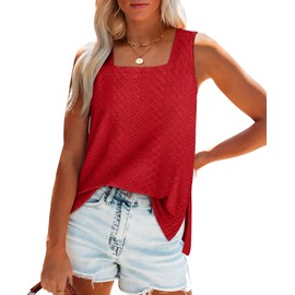 Womens Summer Outfits Womens Tank Tops Loose Fit Casual Cute Summer Tops for Women 2025 Trendy Red XL