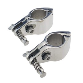 Pair of Marine Grade 316SS 7/8" Bimini Top Hinged Jaw Slide with Boat Pin & Cam Clamp