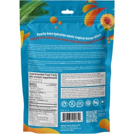 Organika Canadian-Made Electrolytes Powder- Peach Paradise Sachets, On-the-Go Sugar-Free Hydration and Electrolyte Replenishment with Prebiotics and Vitamin C- 3.5g x 20ct