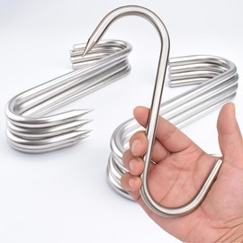 Alele 8 Inch Meat Hook, 10mm Heavy Duty Stainless Steel Butcher Hooks for Hanging Beef,8 Pack