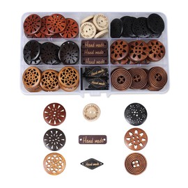 Wasise Wooden Buttons - 100PCS Buttons for Baby Cardigans, DIY Handmade Clothing Accessories, Button for Sewing, Big Funky Button, Vintage Round Wooden Sewing Decor for Clothin Shirt Knitted Items