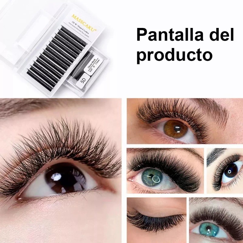 Masscaku Extensiones De Pestañas 5d W Shape 8-15mm Mix 0.07d