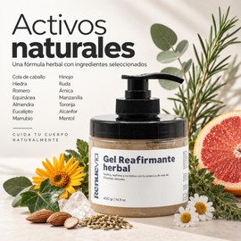 Gel Reafirmante Herbal, 400 g, Fórmula Natural con Mentol y Árnica para Celulitis, Sin Parabenos Toxic free