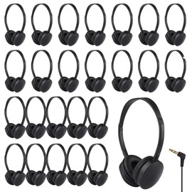 ZHENWAY Kids Headphones Bulk 24 Pack for Classroom School, Durable Wholesale Wired Headphones for Kids Student Boys Girls Adults (003 Headphones)