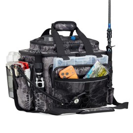 Rabjen Fishing Tackle Bag with Rod Holders & Cooler Main Compartment – Large Capacity Fishing Bag for Organized Gear Storage