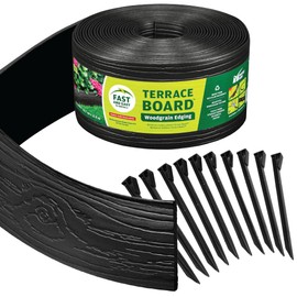 MASTER MARK Terrace Board, Landscape Coiled Edging, Grass Barrier, Bender Board, Flower Bed, Vegetable Garden Borders 5 in. x 40 ft. with 10 Stakes (Black)