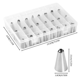 24 Pieces 304 Stainless Steel Icing Nozzles Set, Russian Nozzles Kit for Piping Bags, Seamless Nozzles Baking Tool for Cream, Professional Piping Nozzles Round for Decorating Cakes (24 Pieces A)