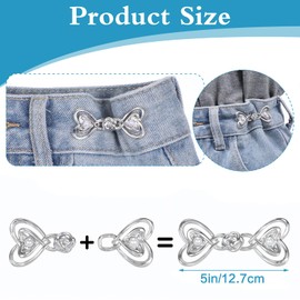 3 Sets Adjustable Button for Loose Jeans Pant Waist Tightener Detachable Crystal Pants Clips No Sew Fit Button Pins Make Jeans Waist Smaller Instant Button Hook for Waist Silver Gold Black