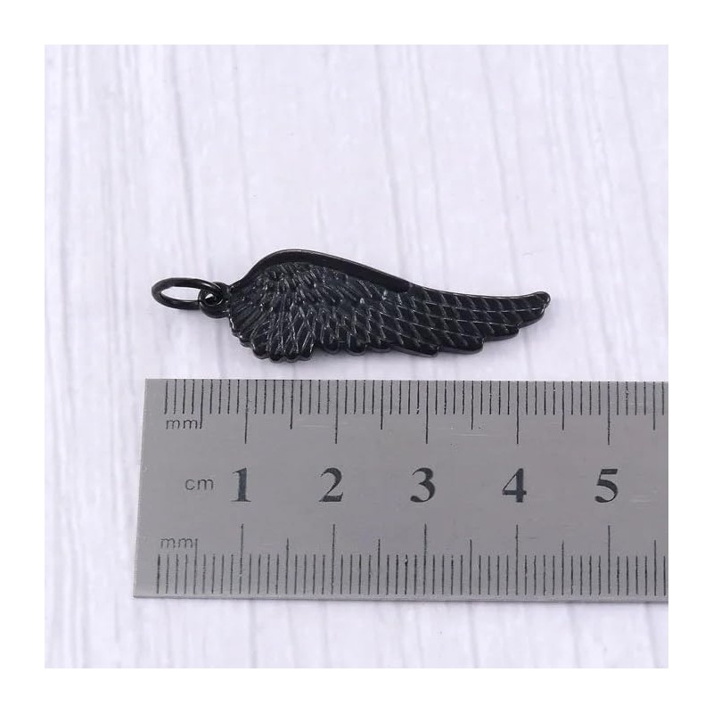 Collar Dije Ala De Angel Proteccion Acero Inoxidable Colores (Negro)