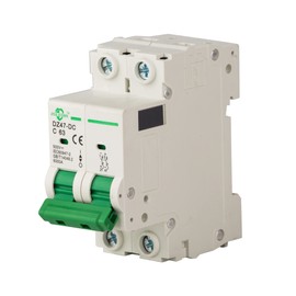 ZGLEDUN DC Miniature Circuit Breaker, 2 Pole 63 Amp, 250V-500VDC, 6kA Din Rail Mount Breaker with Thermal Magnetic Trip, DZ47-63 C63 2P, DC Solar MCB