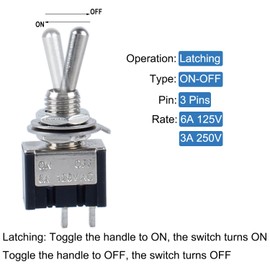 DMWD 10pcs Mini Latching Toggle Switch 2 Pins 2 Positions SPST On-Off Miniature Toggle Switch AC 6A/125V with Waterproof Cap for Car Boat Industrial (Black Shell)