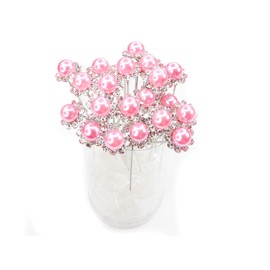 Pink Faux Pearl Crystal Flower Hair Pins Ideal for Bridal Party, Bridesmaids, Proms, Pageants Hair Pins, Pack of 20
