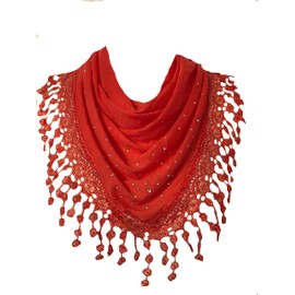 Pamper Yourself Now Orange Jersey with Sparkle and lace Trimmed Triangle Scarf Soft Summer Fashion London Fashion Fab Gift
