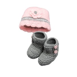 Newborn Photography Baby Props Boy Girl 2 Piece Hat and Bootie Set