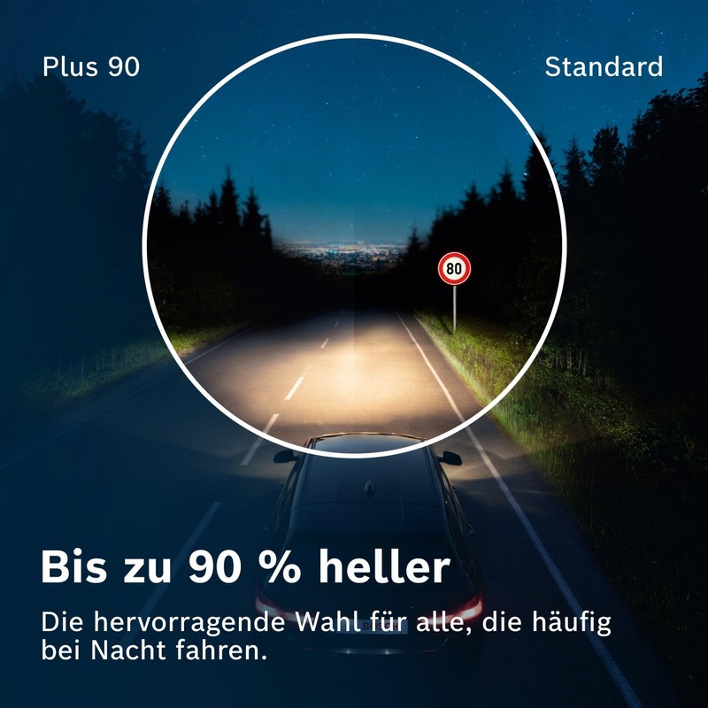 Bosch H4 Plus 90 Bulb – 12 V, 60/55 W,