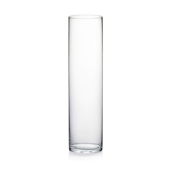 WGV Cylinder Vase, Diameter 5", Height 20", Clear Glass Floral