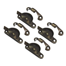 QCAA Zinc Die Cast Window Sash Lock, Antique Brass Brushed, Made in Taiwan, 4 Pack