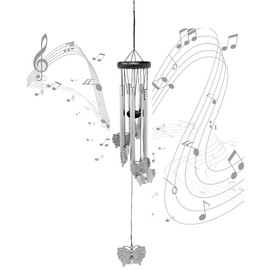 BANBERRY DESIGNS Butterfly Wind Chime - 25” Indoor Outdoor Butterflies Windchimes– Soothing Musical Chimes for Garden Decor - Unique Garden Gift