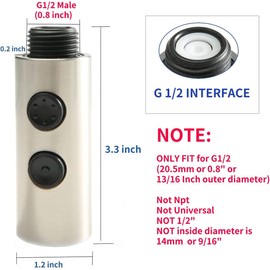 1 pac Kitchen Sink Faucet Sprayer Head, 2 Functions Sprayer Attachment for Faucet,Pull Down Faucet Head Replacement Part, G 1/2 Pull Out Spray Head for Kitchen Faucet Tap Sprayer Spout