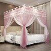 NXGIO Bed Canopy Curtain Double Layer 4 Corners Post Lace