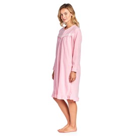 Casual Nights Women's Long Sleeve Printed Micro Fleece Nightgown - Pink - Medium