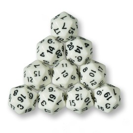 10x Polyhedral W20 Dice for Role and Tabletop Games (Beige)