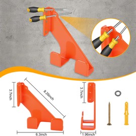 Funnytek Chainsaw Hanger, Heavy Duty Chainsaw Holder Wall Mount Hanging Bracket Chainsaw Rack Storage Hook Garage Tool Holder for Shed Workshop Organization (Orange, 2 Pack)