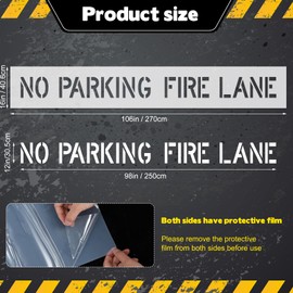 12x98 Inch No Parking Fire Lane Stencil – 12" Letter Height, Reusable Silicone Spray Paint Template for Asphalt, Concrete, Pavement, Foldable Parking Lot Curb Marking