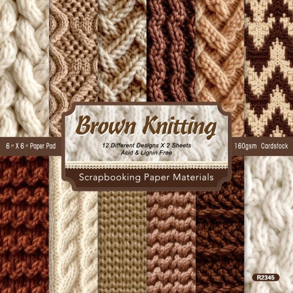 LZBRDY 24 Sheet 6"X6" Decorative Craft Paper Sheet Pads, Brown