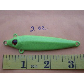 HOME MADE 8 PCS. ANCHOVY FISH JIG/SPOON STYLE 5/8, 3/4, 1, 2 OZ. 2ea CHARTREUSE/4 EYELETS