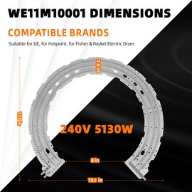 WE11M10001 Dryer Heating Element Replacement (OEM) for GE Dryer Parts, Compatible with GE Dryer Mica Heater Replace WE11M10001 WE11M32 Heating Element for Dryer, for Hotpoint Dryer, 240V 5130W