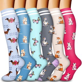 Laite Hebe Compression Socks for Women & Men Circulation(6 pairs)-Graduated Supports Socks for Running, Athletic Sports