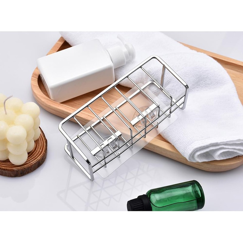 AOWOTO 304 Stainless Steel Dish Sponge Holder Basket Cups Rack