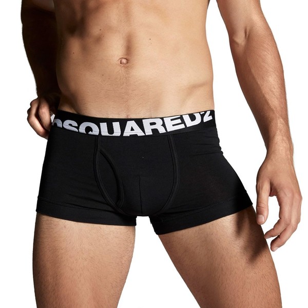 DSQUARED2 Angled Logo Low-Rise Men's Boxer Trunk, White/Black, black