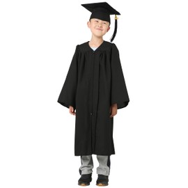 GraduatePro Kindergarten Graduation Talar and Hat Children 2025 Costumes for Preschool Nursery Graduation Party 10 Colours, black