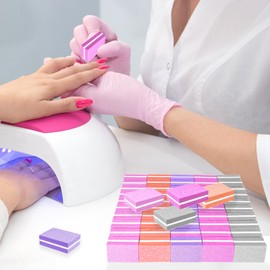 50 Pack Nail Buffers,100/180 Grit Mini Buffer Block, Mini Nail Files for Acrylic & Natural Nails,Double-Sided Buffing Blocks for Manicure & Pedicure, Salon & Home Use (Multi-Colored)