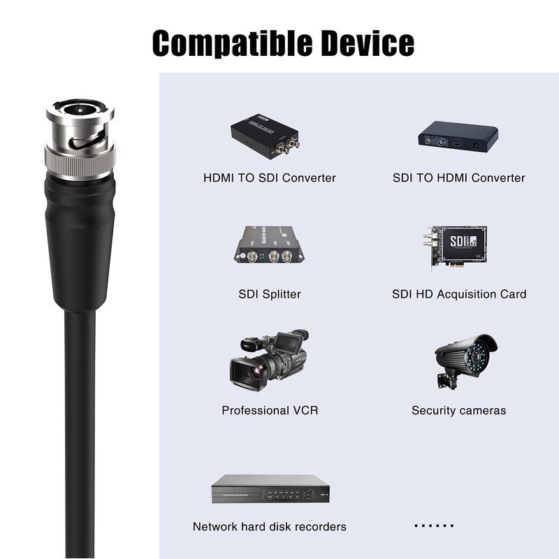 Dbilida 12G SDI Cable 150 ft, 4K@60Hz BNC Cable 75ohm