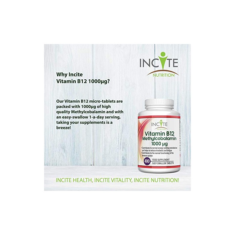 Vitamin B12 1000mcg | Methylcobalamin 400 Easy Swallow Vegan Tablets