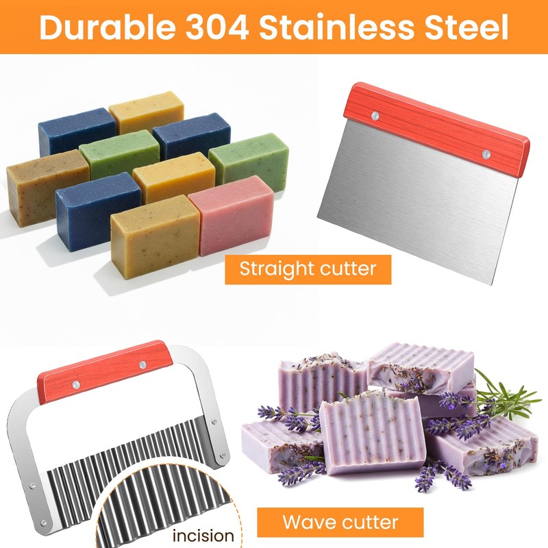 2 Pcs Rectangular Loaf Soap Molds Kit with Wooden Box,