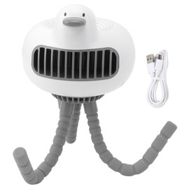 Portable Stroller Fan Low Noise Duck Shape Cute 2 Power Supply Modes Safe 3 Levels Clip On Fans for Baby White